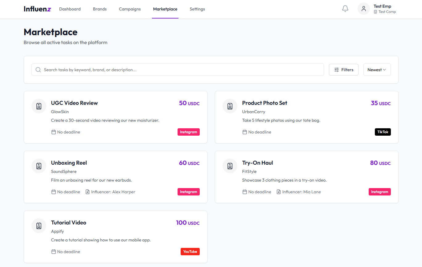 Screenshot showing marketplace.